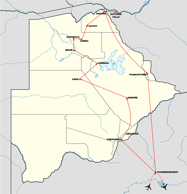 mapa botsuana