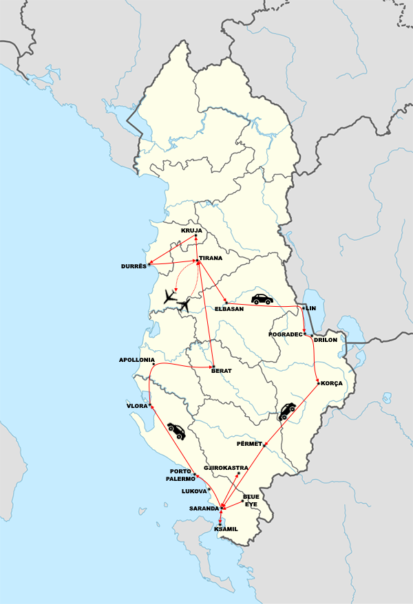 Mapa Albania